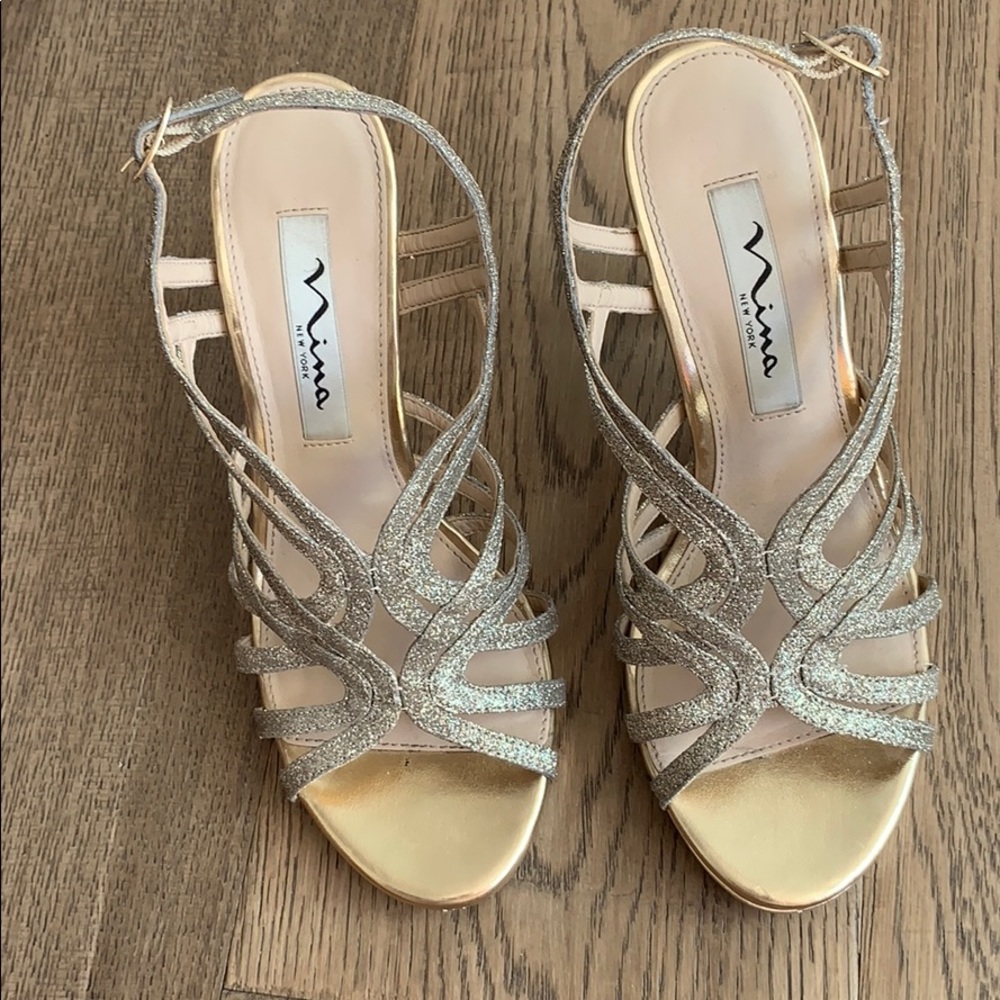 Gold sparkly heels